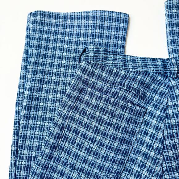 Vintage B'REAL 90's Mid Rise Blue Plaid Flared Pants Women's Small - Picture 8 of 10